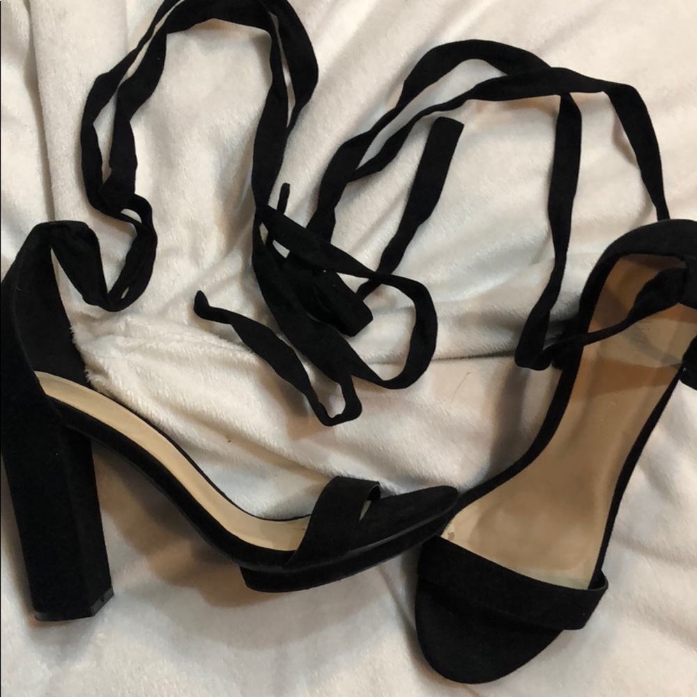 black tie strap heels